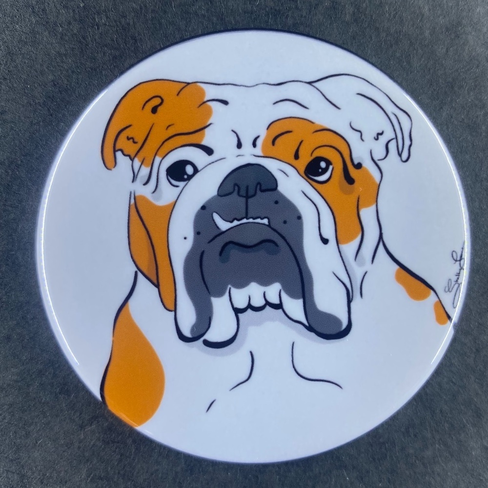 English Bulldog Magnet Handmade Pet Portrait Art Gift, Dog Kitchen Office Decor